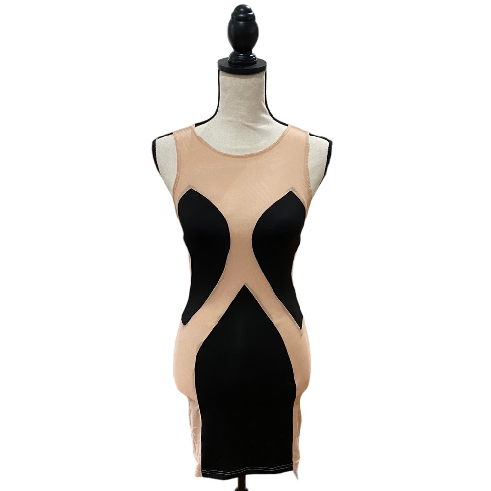 Sheer Panel Tank Mini Dress - Picture 1 of 3